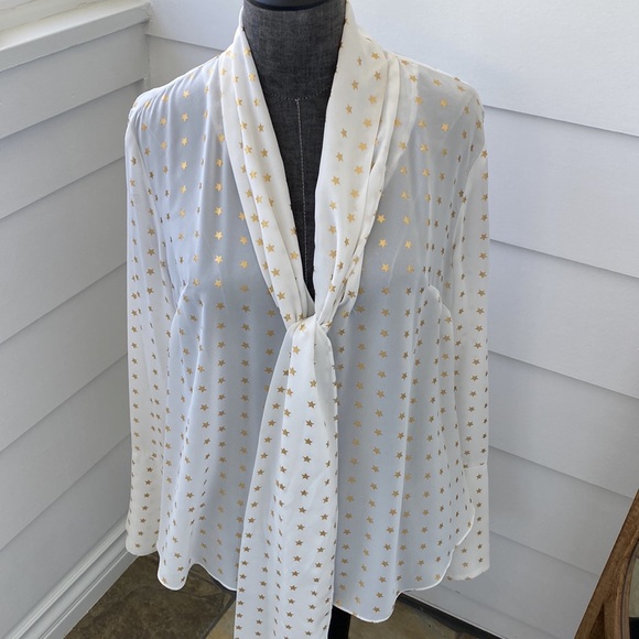 Shining Star Bow Blouse Classic Bow Tie Top made with ultimate patriotic Stars - Picture 2 of 10